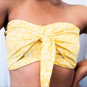 Abercrombie and Fitch Yellow Floral Bandeau Top